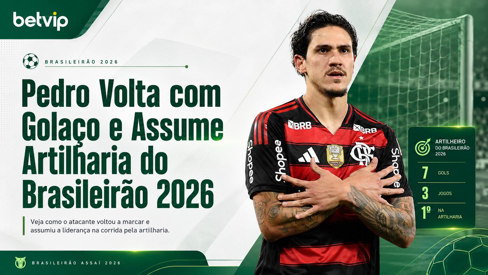 Pedro Volta com Golaço e Assume Artilharia do Brasileirão 2026
